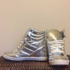 Topshop Aerobic Leather Wedge Sneakers
